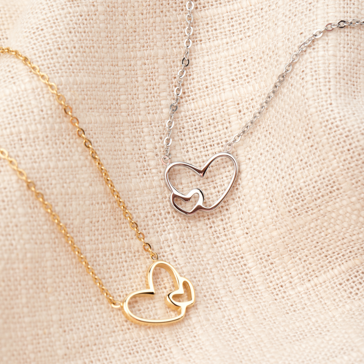 New Mom Necklace - Double Heart