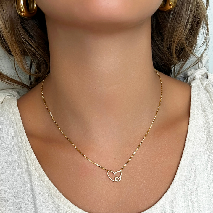 New Mom Necklace - Double Heart