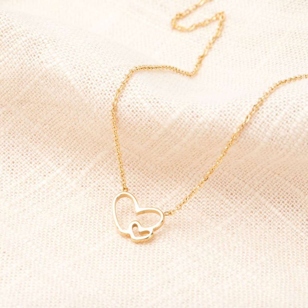 New Mom Necklace - Double Heart