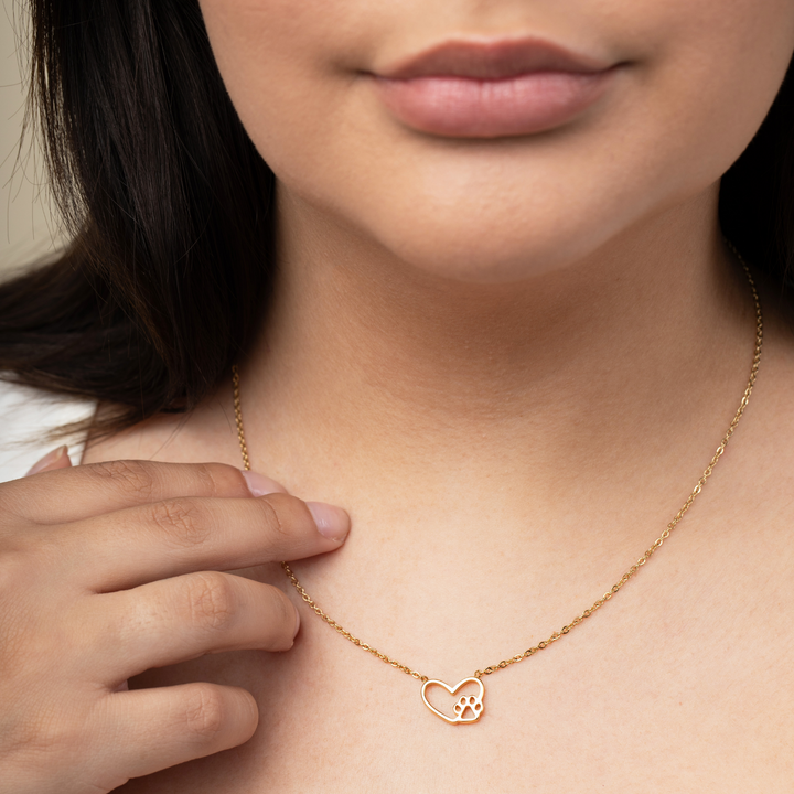 Paw Print Heart Necklace