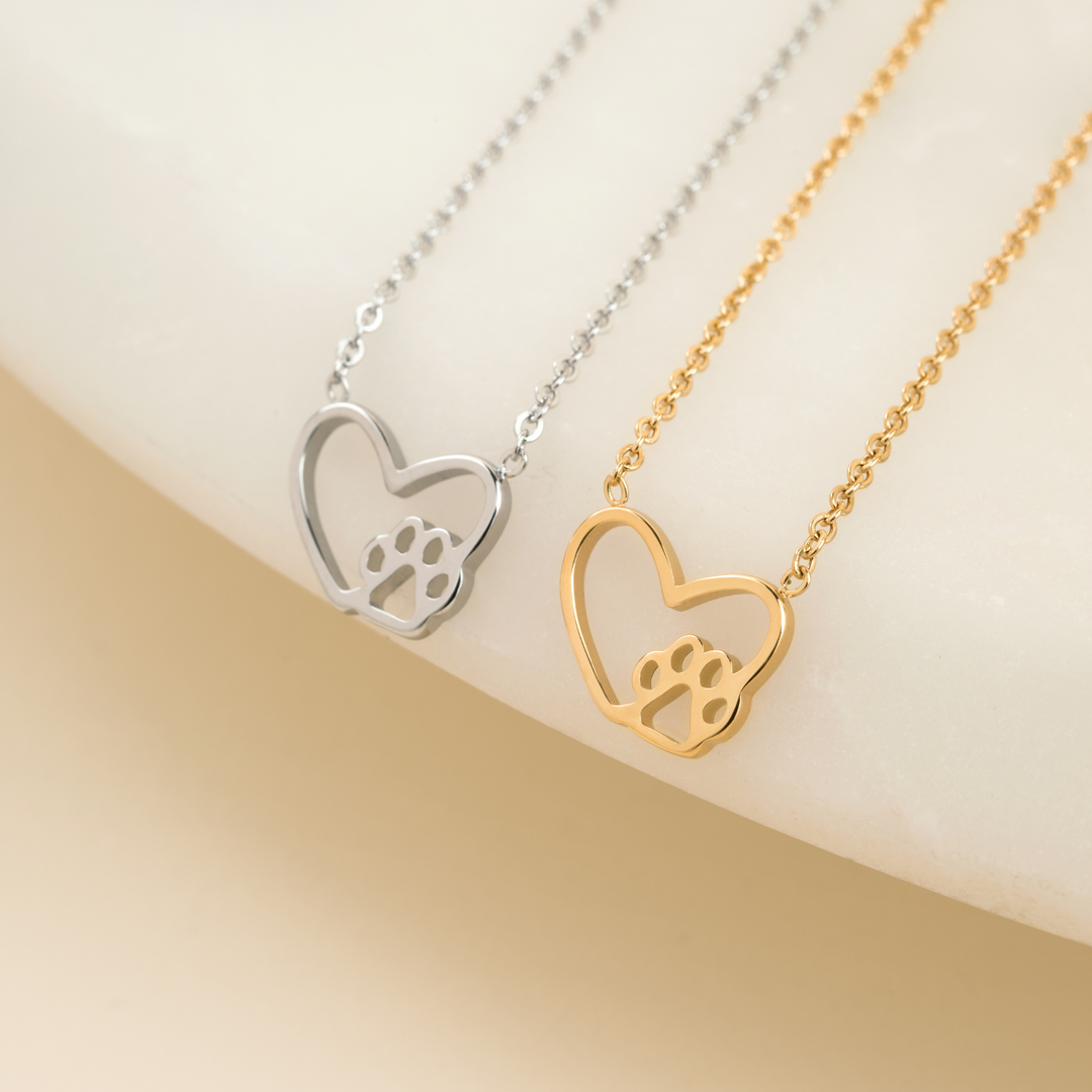 Paw Print Heart Necklace