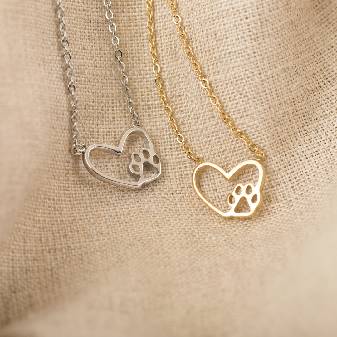 Paw Print Heart Necklace