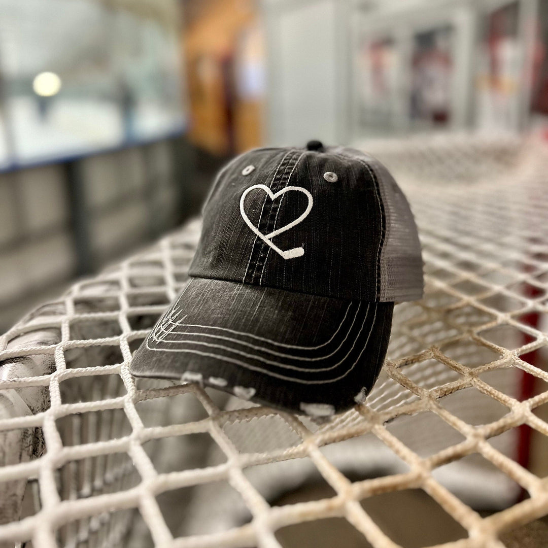 Hockey Hat, Hockey Gift, Hockey Mom Hat, Women's Hockey Gift, Hockey Hat Woman, Gift for Hockey Lover, Hockey Heart Hat, Hockey Team Mom