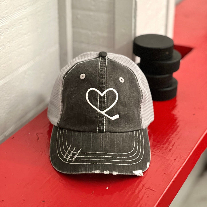 Hockey Hat, Hockey Gift, Hockey Mom Hat, Women's Hockey Gift, Hockey Hat Woman, Gift for Hockey Lover, Hockey Heart Hat, Hockey Team Mom